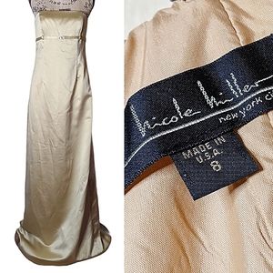 NWT NICOLE MILLER Gold Strapless Gown Sz 8